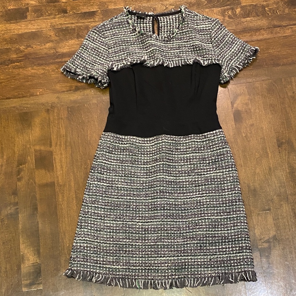 Pinko Black and Gray Tweed Mini Dress